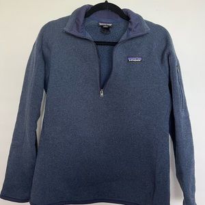 Navy Patagonia Better Sweater 1/4 zip with YL emblem